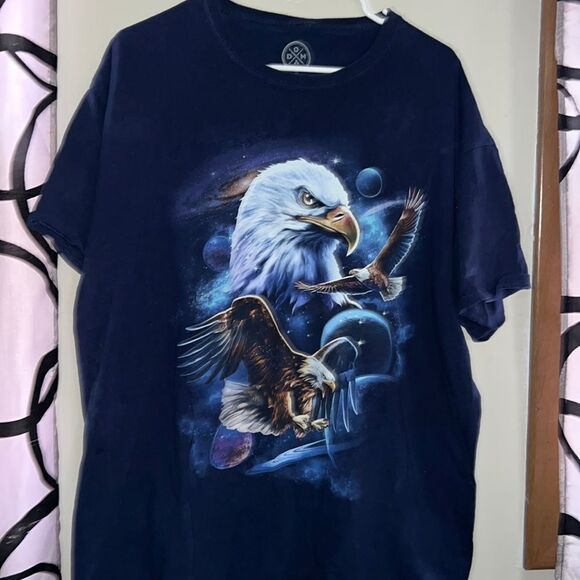 Dom T-Shirt Men's Size Large Short Sleeve Crew Neck Eagle Graphic Blue - Picture 1 of 5
